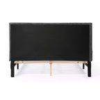 Letto a piattaforma Queen miBasics Beckman imbottito in velluto a coste con fodera rimovibile