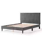 Letto a piattaforma Queen miBasics Beckman imbottito in velluto a coste con fodera rimovibile