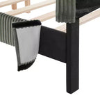 Letto a piattaforma Queen miBasics Beckman imbottito in velluto a coste con fodera rimovibile