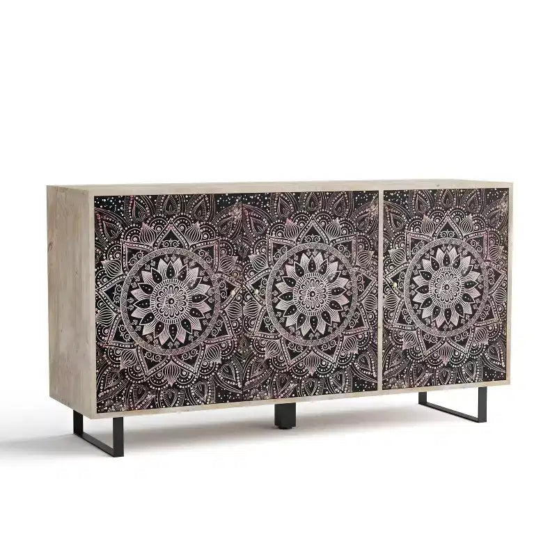 24/7 Shop At Home Johne Buffet Server Mango Wood with 4 Shelves