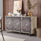 24/7 Shop At Home Buffet Server Johne in Legno di Mango con 4 Ripiani