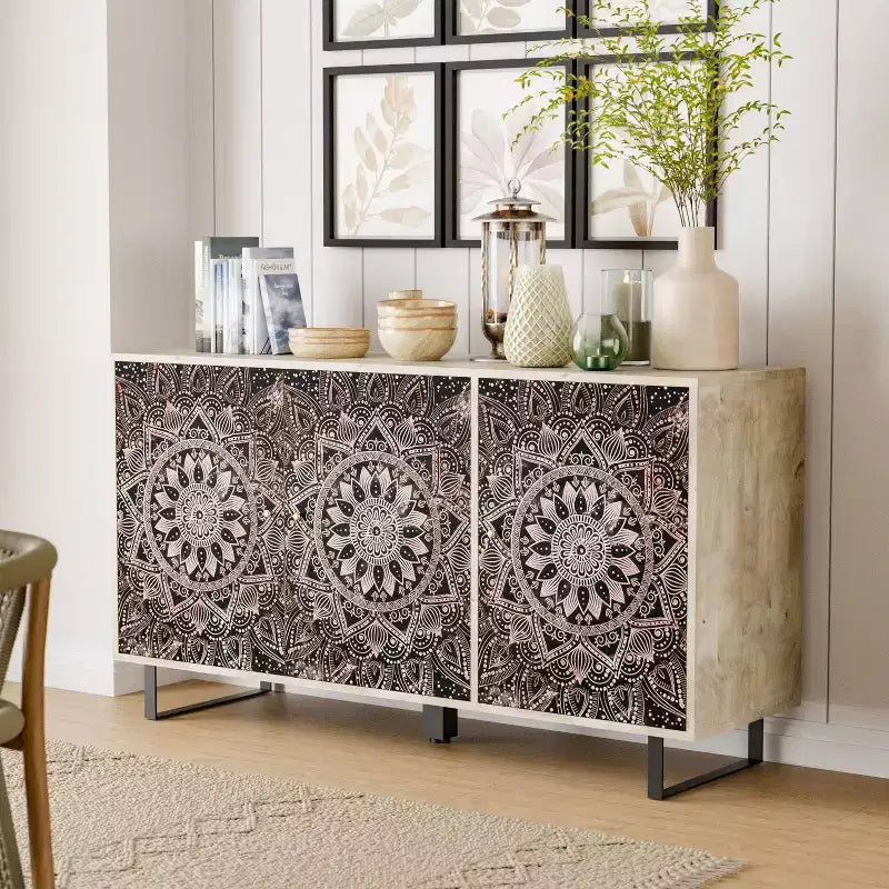 24/7 Shop At Home Buffet Server Johne in Legno di Mango con 4 Ripiani