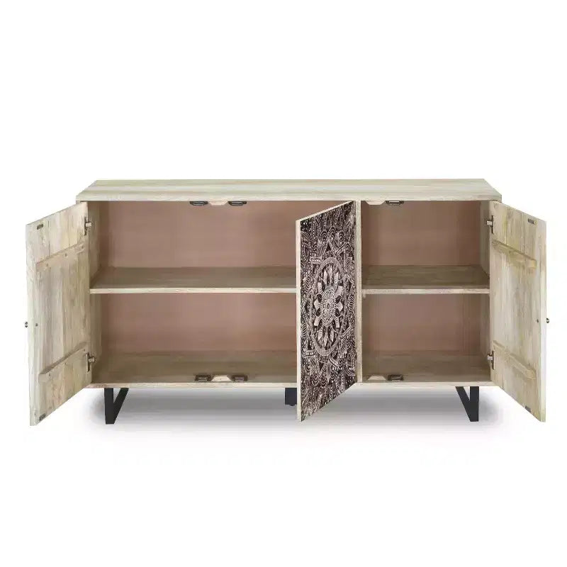 24/7 Shop At Home Buffet Server Johne in Legno di Mango con 4 Ripiani