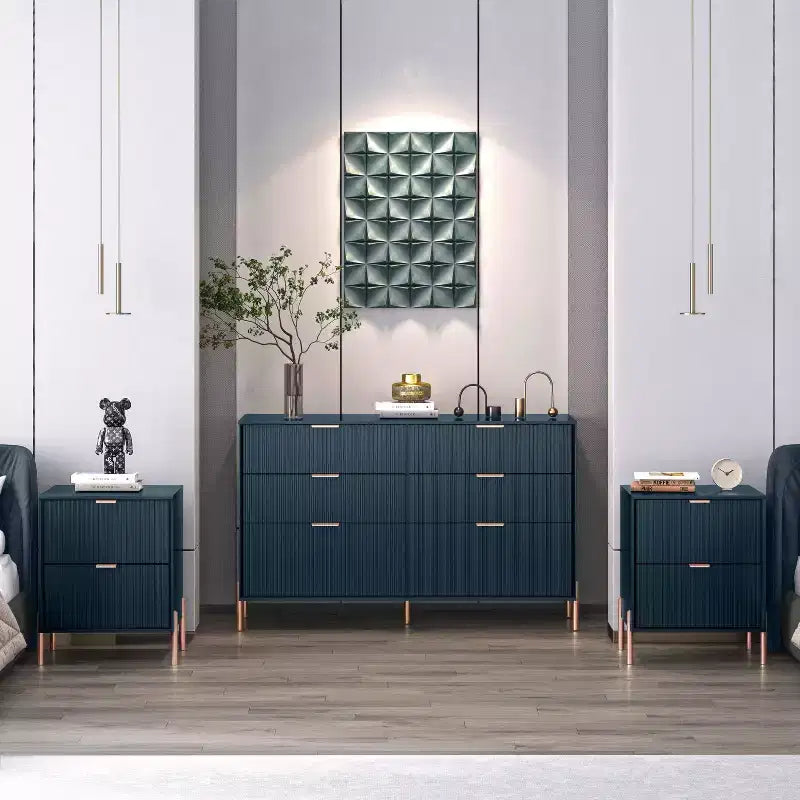 Festivo Comò a 6 cassetti e 2 comodini a 2 cassetti della linea Modern Elegance