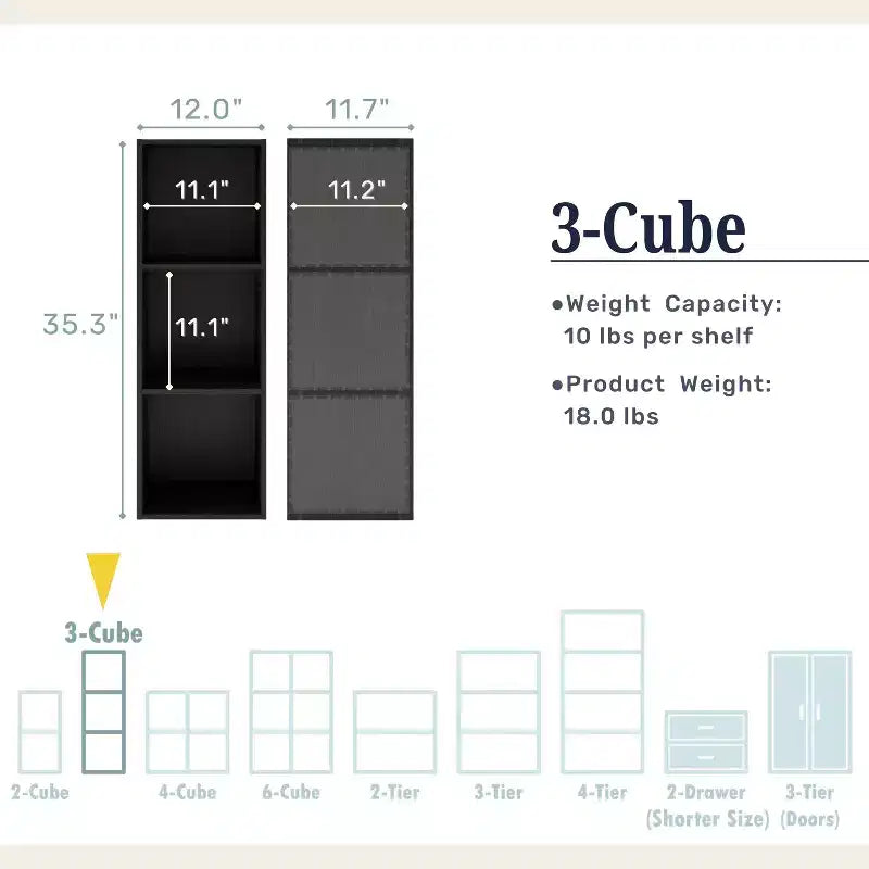 24/7 Shop At Home Libreria Moderna Modulare e Impilabile a 3 Cubi Silkpath da 35,3"