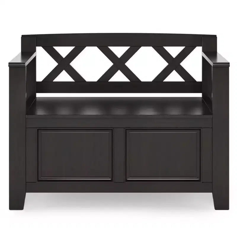 Panca contenitore da ingresso in legno massello Wyndenhall 36 Halifax Transitional