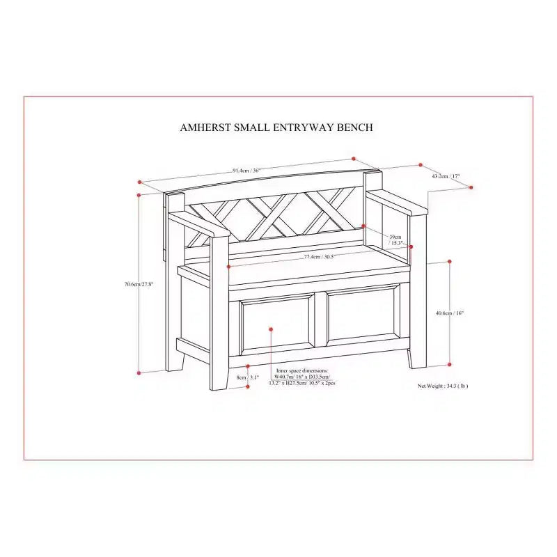 Panca contenitore da ingresso in legno massello Wyndenhall 36 Halifax Transitional