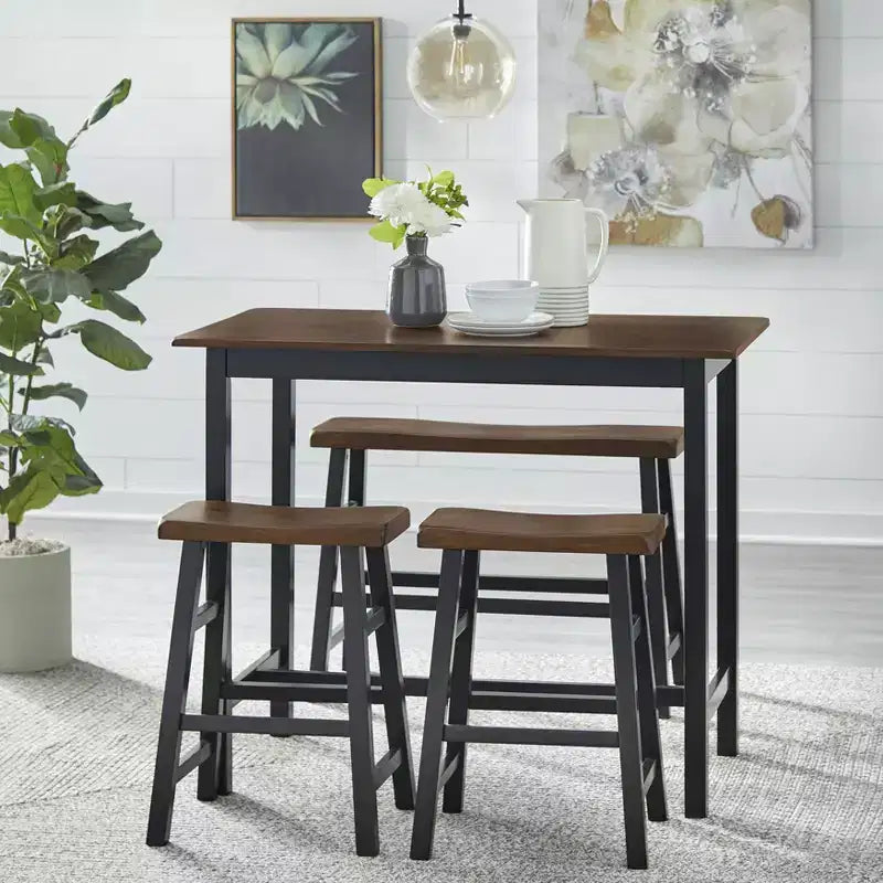 Set da pranzo Buylateral Galena a 4 pezzi in legno massello compatto ad altezza bancone