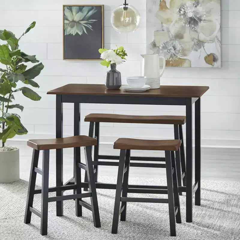 Set da pranzo Buylateral Galena a 4 pezzi in legno massello compatto ad altezza bancone