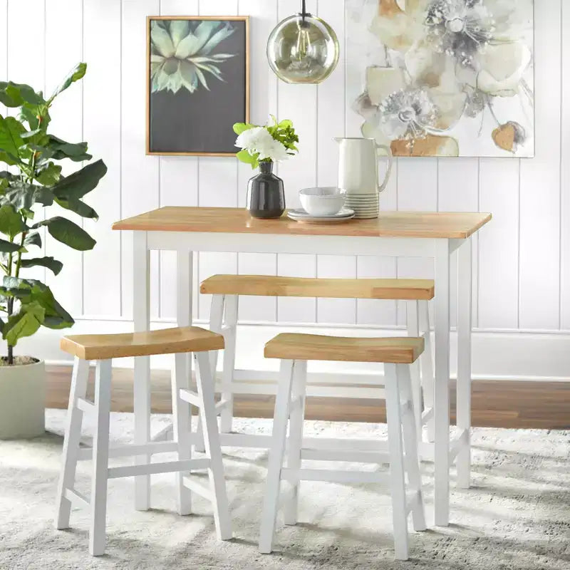 Set da pranzo Buylateral Galena a 4 pezzi in legno massello compatto ad altezza bancone