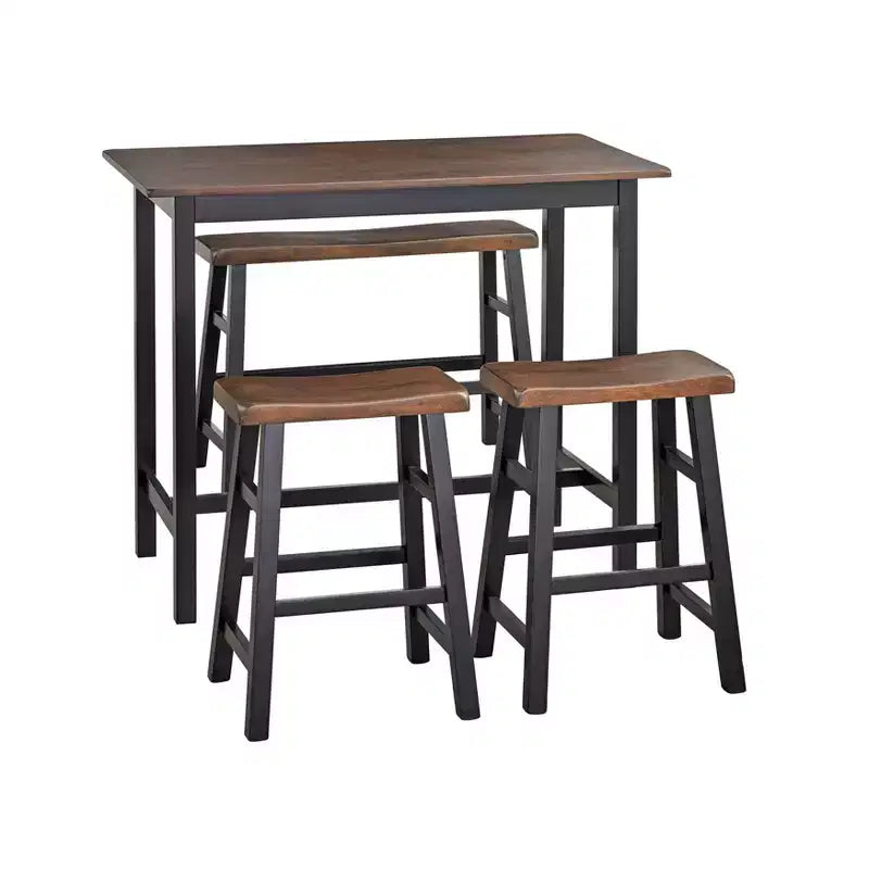 Set da pranzo Buylateral Galena a 4 pezzi in legno massello compatto ad altezza bancone