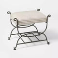 Metal Ottoman Performance Stripe Fabric - Threshold designed with Studio McGee