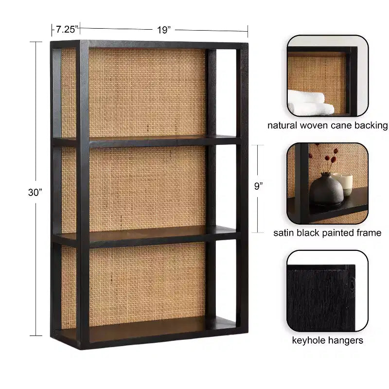 Kate & Laurel All Things Decor 30 Scaffale da parete in rattan/legno Ori