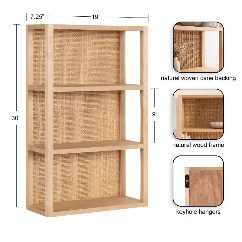 Kate & Laurel All Things Decor 30 Scaffale da parete in rattan/legno Ori