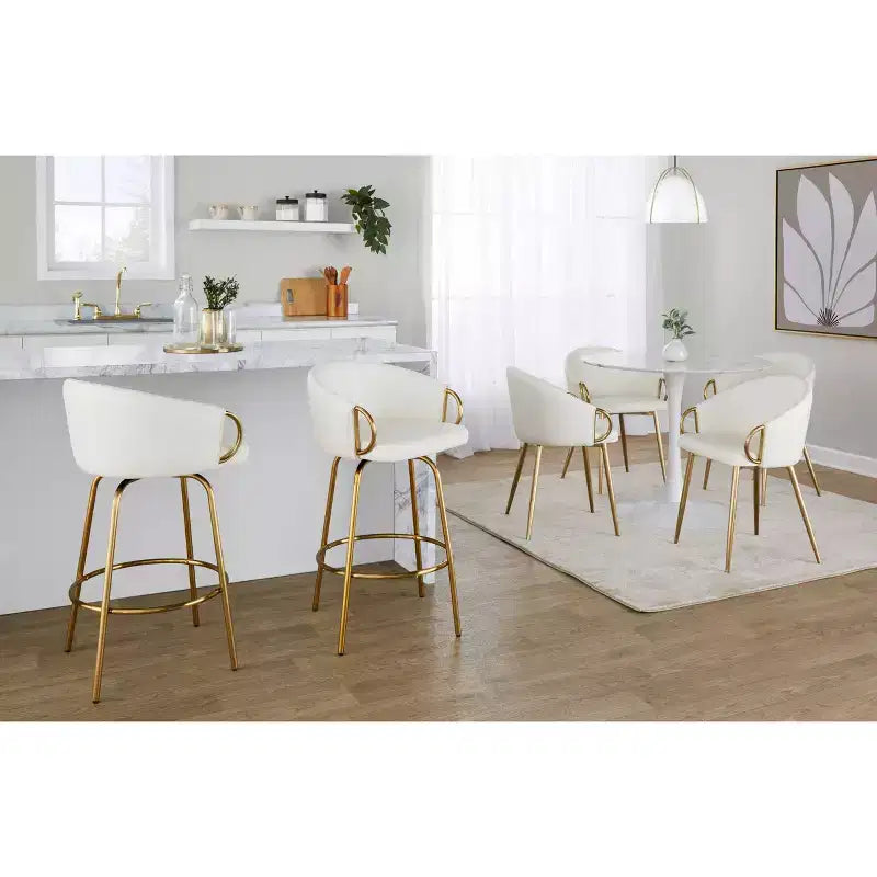 LumiSource Set di 2 sgabelli da bar Claire altezza bancone in PU