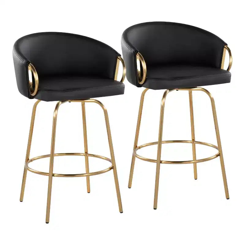 LumiSource Set of 2 Claire Counter Height Barstools PU