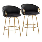 LumiSource Set of 2 Claire Counter Height Barstools PU