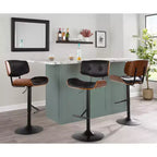 LumiSource Set di 3 Sgabelli da Bar Regolabili Lombardi Metallo Nero/Noce PU