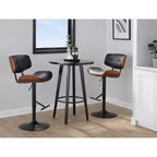 LumiSource Set di 3 Sgabelli da Bar Regolabili Lombardi Metallo Nero/Noce PU