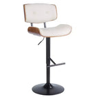 LumiSource Set di 3 Sgabelli da Bar Regolabili Lombardi Metallo Nero/Noce PU