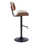 LumiSource Set di 3 Sgabelli da Bar Regolabili Lombardi Metallo Nero/Noce PU