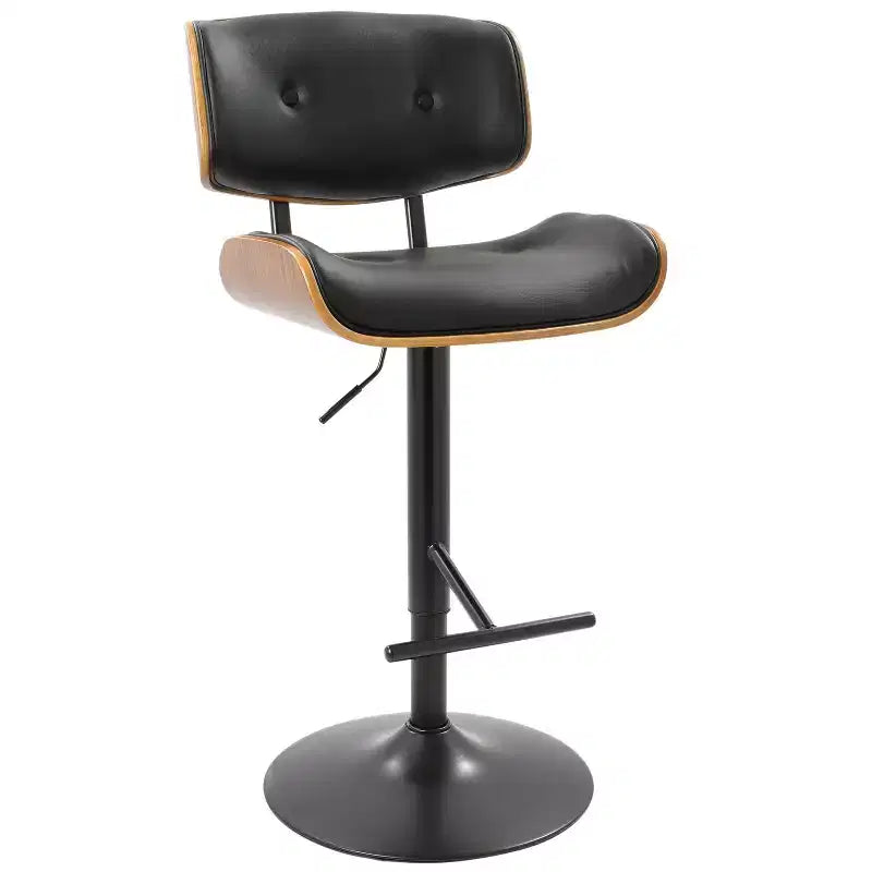 LumiSource Set di 3 Sgabelli da Bar Regolabili Lombardi Metallo Nero/Noce PU