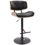 LumiSource Set di 3 Sgabelli da Bar Regolabili Lombardi Metallo Nero/Noce PU