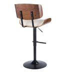 LumiSource Set di 3 Sgabelli da Bar Regolabili Lombardi Metallo Nero/Noce PU