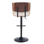 LumiSource Set di 3 Sgabelli da Bar Regolabili Lombardi Metallo Nero/Noce PU
