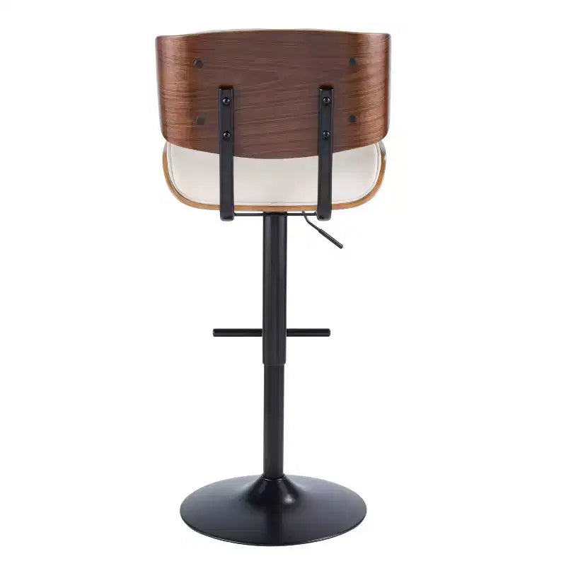 LumiSource Set di 3 Sgabelli da Bar Regolabili Lombardi Metallo Nero/Noce PU