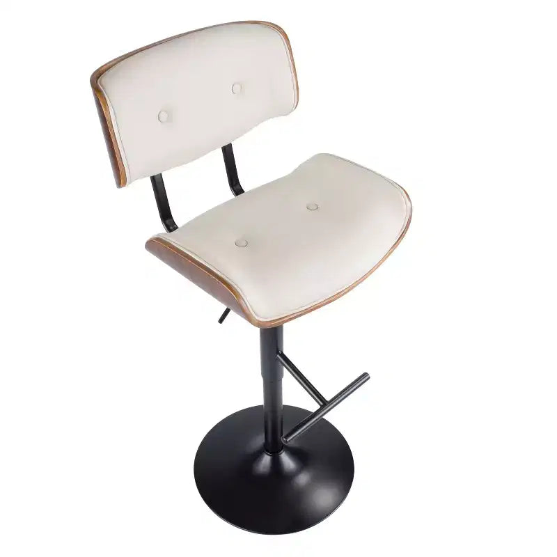 LumiSource Set di 3 Sgabelli da Bar Regolabili Lombardi Metallo Nero/Noce PU