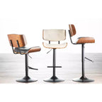 LumiSource Set di 3 Sgabelli da Bar Regolabili Lombardi Metallo Nero/Noce PU