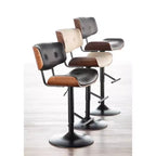 LumiSource Set di 3 Sgabelli da Bar Regolabili Lombardi Metallo Nero/Noce PU