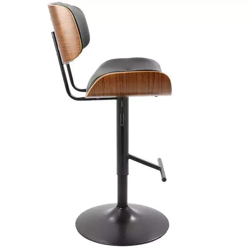 LumiSource Set di 3 Sgabelli da Bar Regolabili Lombardi Metallo Nero/Noce PU