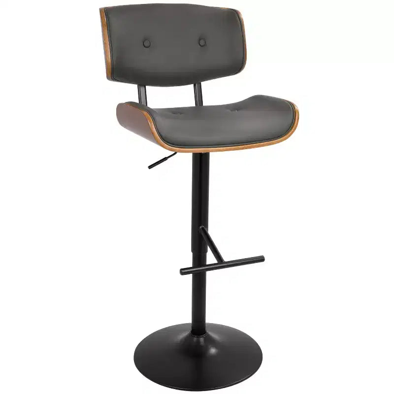 LumiSource Set di 3 Sgabelli da Bar Regolabili Lombardi Metallo Nero/Noce PU