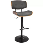 LumiSource Set di 3 Sgabelli da Bar Regolabili Lombardi Metallo Nero/Noce PU