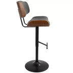 LumiSource Set di 3 Sgabelli da Bar Regolabili Lombardi Metallo Nero/Noce PU