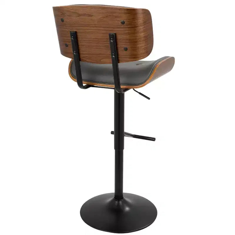 LumiSource Set di 3 Sgabelli da Bar Regolabili Lombardi Metallo Nero/Noce PU