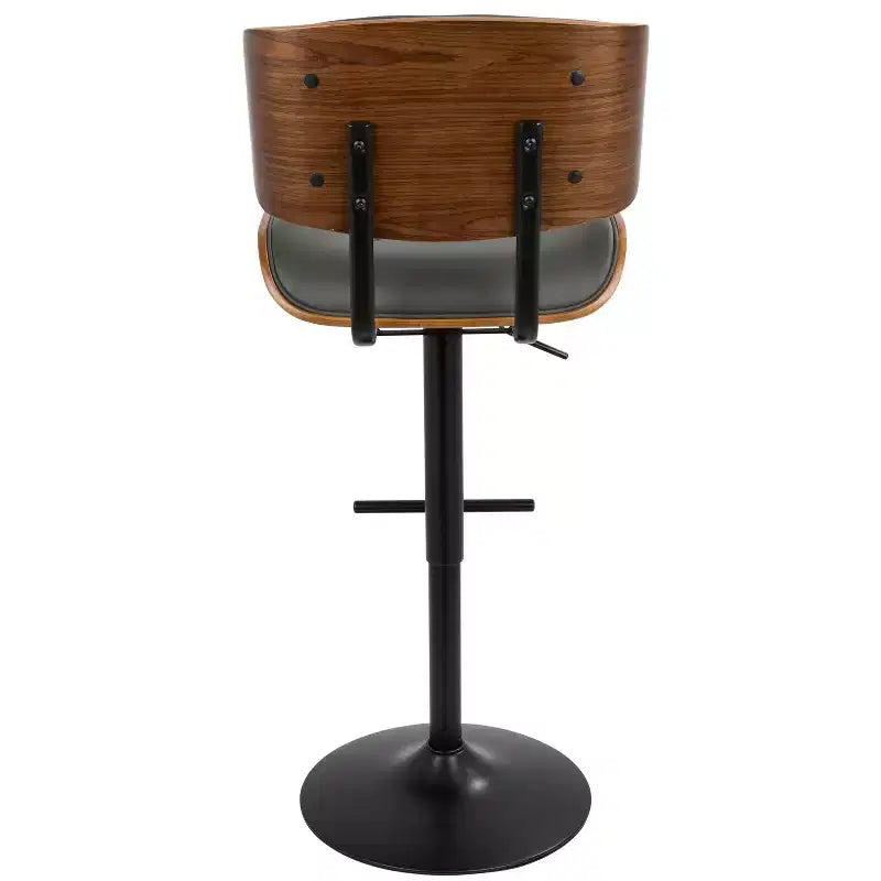 LumiSource Set di 3 Sgabelli da Bar Regolabili Lombardi Metallo Nero/Noce PU