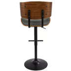 LumiSource Set di 3 Sgabelli da Bar Regolabili Lombardi Metallo Nero/Noce PU