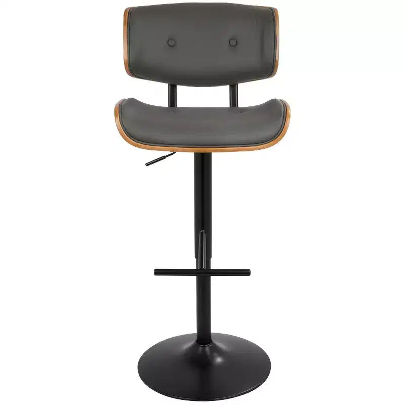 LumiSource Set di 3 Sgabelli da Bar Regolabili Lombardi Metallo Nero/Noce PU