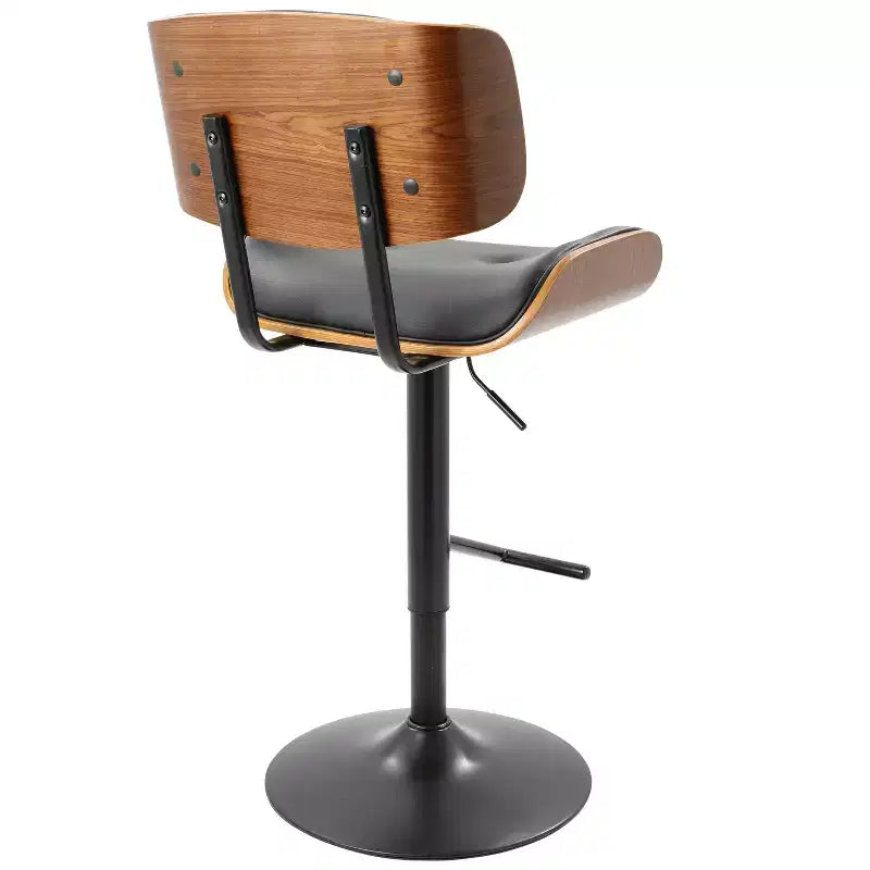 LumiSource Set di 3 Sgabelli da Bar Regolabili Lombardi Metallo Nero/Noce PU