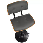 LumiSource Set di 3 Sgabelli da Bar Regolabili Lombardi Metallo Nero/Noce PU