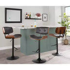 LumiSource Set di 3 Sgabelli da Bar Regolabili Lombardi Metallo Nero/Noce PU