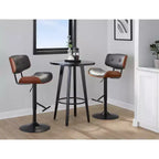 LumiSource Set di 3 Sgabelli da Bar Regolabili Lombardi Metallo Nero/Noce PU