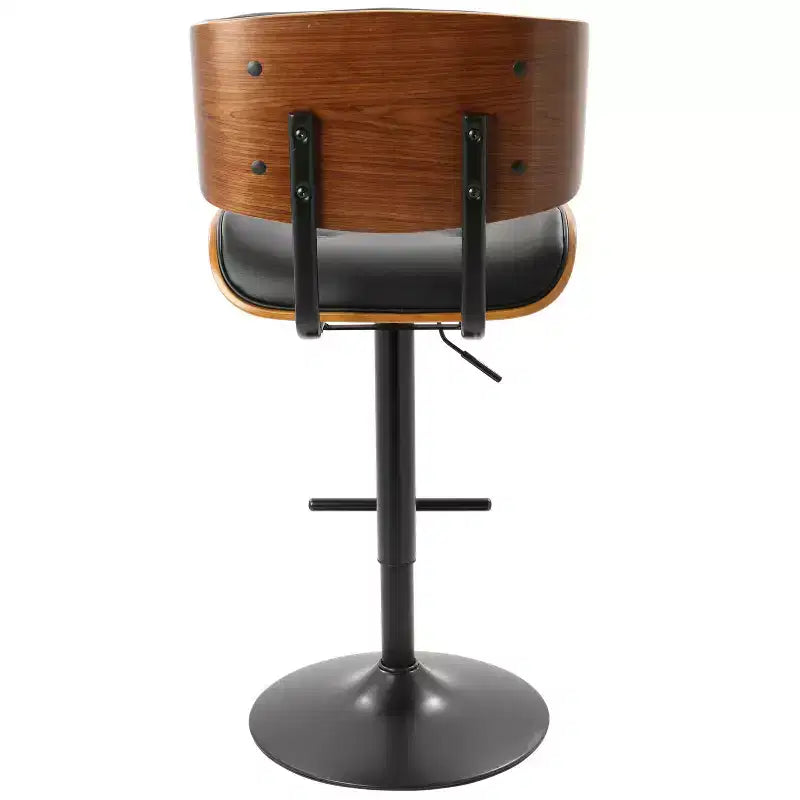 LumiSource Set di 3 Sgabelli da Bar Regolabili Lombardi Metallo Nero/Noce PU