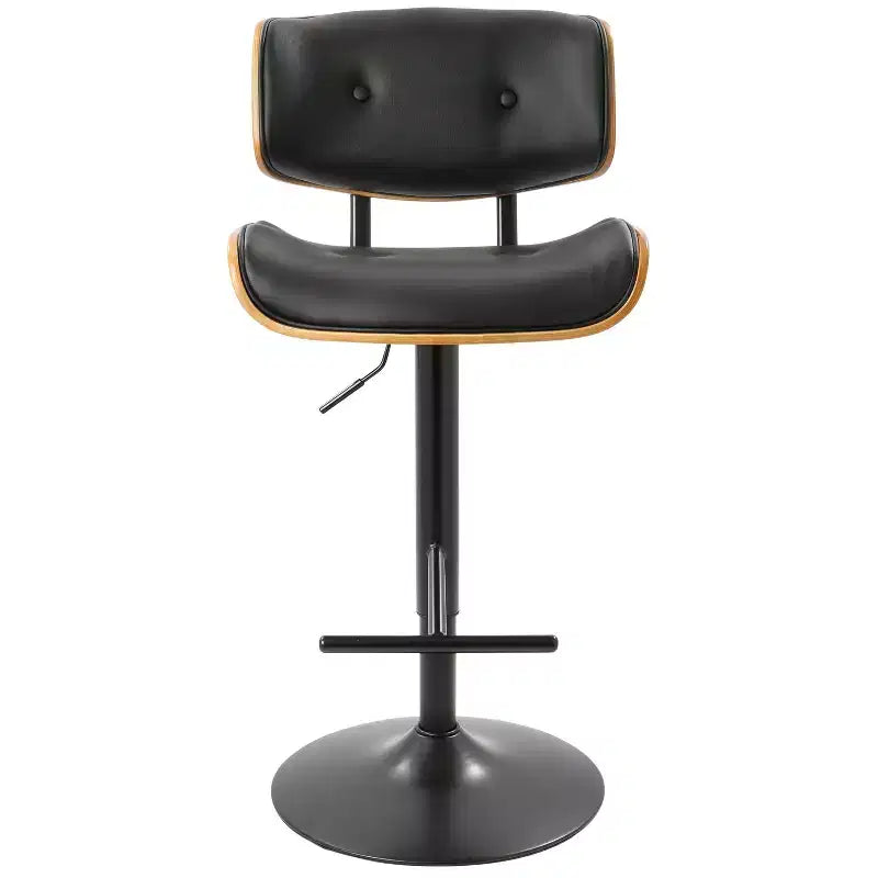 LumiSource Set di 3 Sgabelli da Bar Regolabili Lombardi Metallo Nero/Noce PU