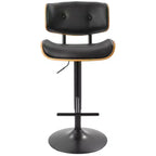 LumiSource Set di 3 Sgabelli da Bar Regolabili Lombardi Metallo Nero/Noce PU