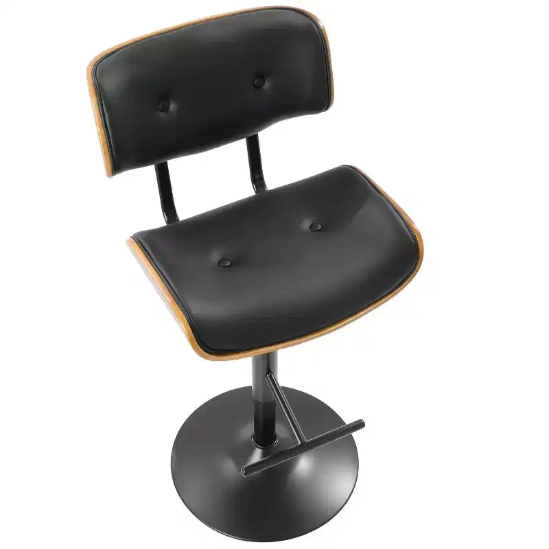 LumiSource Set di 3 Sgabelli da Bar Regolabili Lombardi Metallo Nero/Noce PU