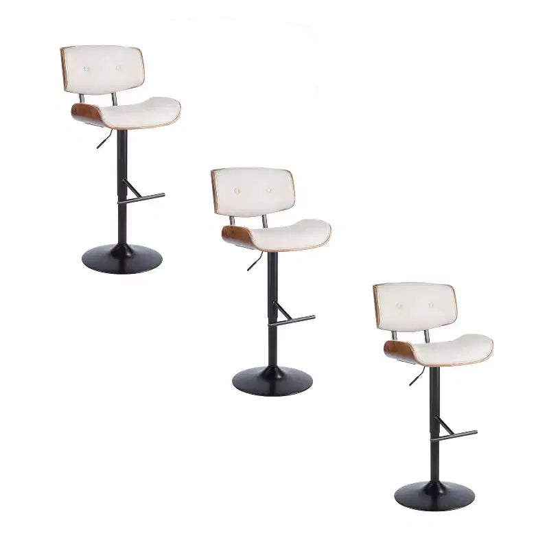 LumiSource Set di 3 Sgabelli da Bar Regolabili Lombardi Metallo Nero/Noce PU